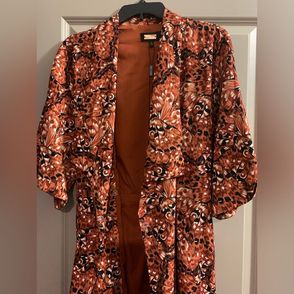 Alexia Admor Brown Abstract June Midi Sleeve Wrap Dress size 8 NWT - Picture 10 of 15